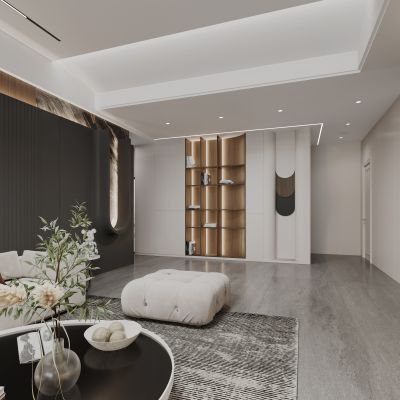 现代玄关过道柜子 摆件 植物 造型 凳子