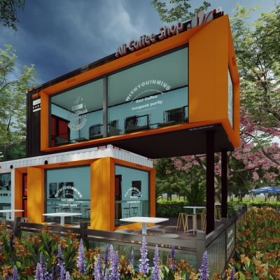 工业风集装箱改造民宿商业街步行街广场外摆咖啡吧创意街区景观