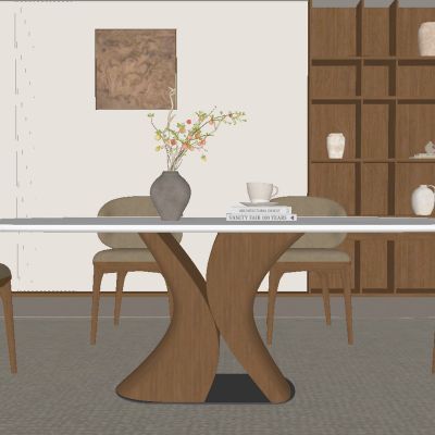 中古风侘寂餐厅餐桌椅