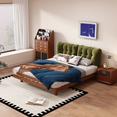 现代中古双人床 主卧床 实木床 现代中古双人床 包豪斯双人床