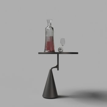 现代边几圆几酒瓶酒杯