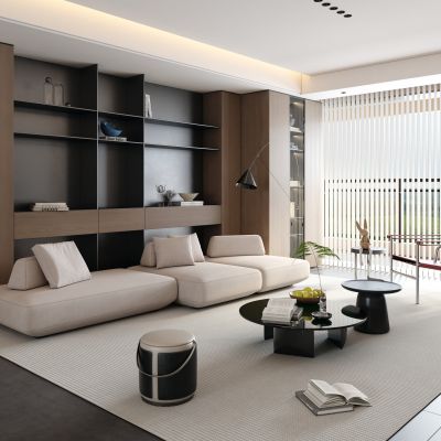 意式极简客餐厅 大平层 横厅 现代简约客餐厅