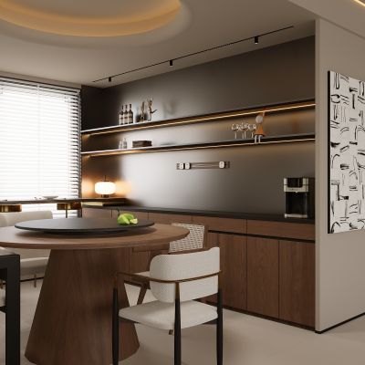 现代餐厅 餐边柜 餐桌椅 酒柜  餐桌