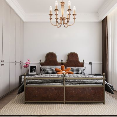 中式卧室主卧铁艺双人床