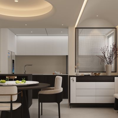 现代餐厅 餐边柜 餐桌椅 酒柜  餐桌