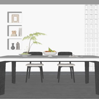 现代中古风餐厅餐桌椅