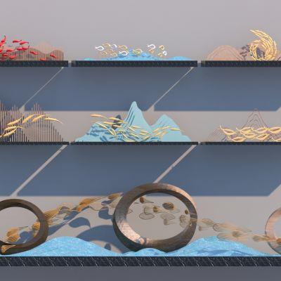 现代水波纹雕塑小品 