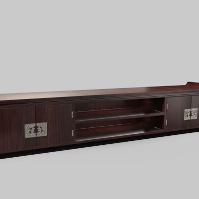 中式红木金属拉手电视柜