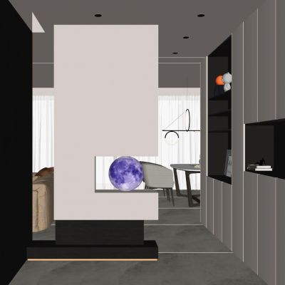 意式 轻奢风 月球灯 几何造型 悬浮顶 鞋柜 入户隔断 玄关