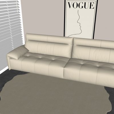 奶油风多人沙发 直排模块软包沙发