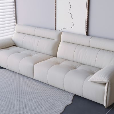 奶油风多人沙发 直排模块软包沙发