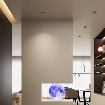 意式 轻奢风 月球灯 几何造型 悬浮顶 鞋柜 入户隔断 玄关