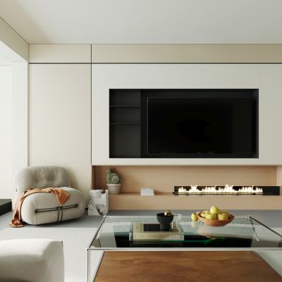  现代复古风客厅 横厅 大平层