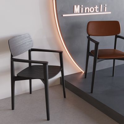 中古风靠背扶手椅 休闲餐椅实木单椅