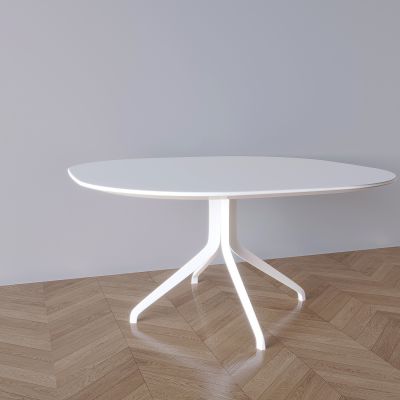 北欧奶油实木圆桌 餐桌椅茶桌