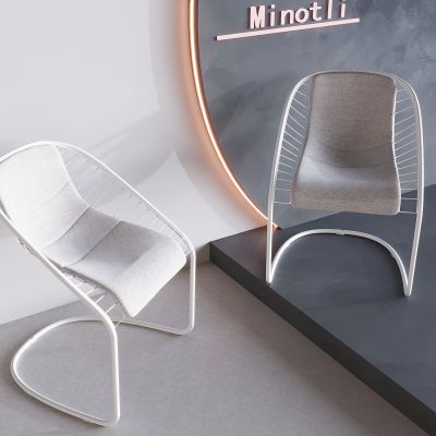 北欧奶油沙发椅 铁艺单人靠背椅