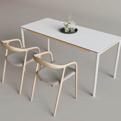 北欧奶油风餐桌椅 实木靠背扶手椅