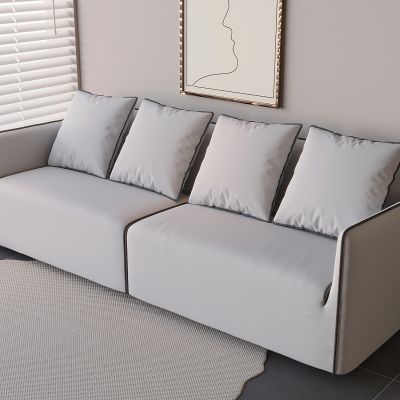 奶油风多人沙发 直排布艺软包沙发