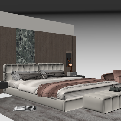 现代卧室双人床