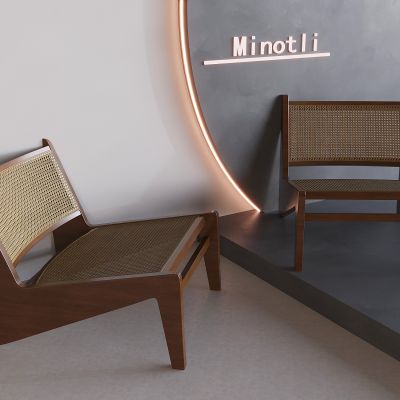 中古风藤编单椅 实木休闲椅餐椅 茶椅