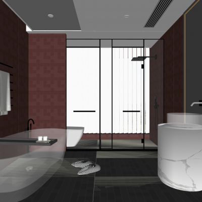 现代卫生间 浴室柜 洗脸盆 镜柜 马桶