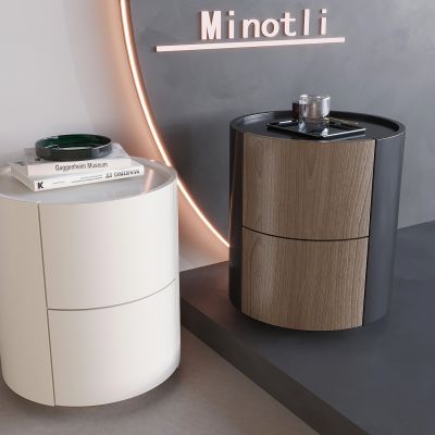 圆形实木床头柜 意式轻奢床头柜