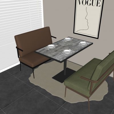 餐厅卡座软包沙发 咖啡厅卡座沙发 实木餐桌