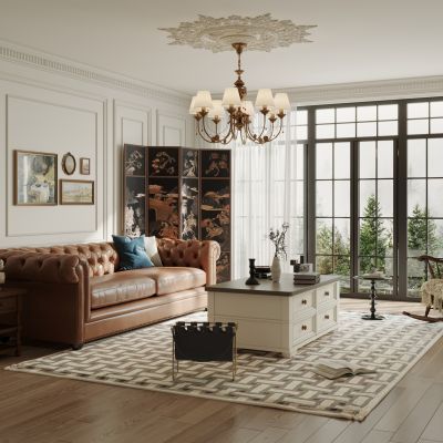 美式家居客厅 横厅 大平层