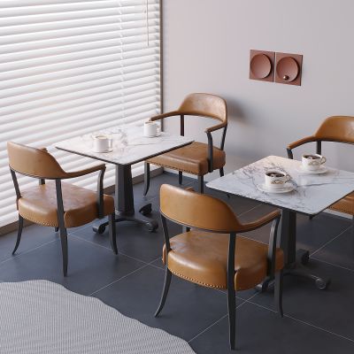 咖啡桌餐桌茶桌椅 大理石餐桌靠背椅