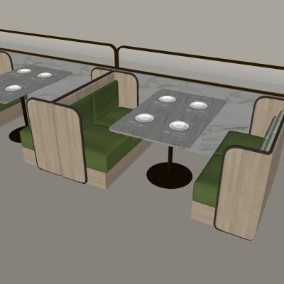  餐厅卡座软包沙发 咖啡厅卡座沙发 实木餐桌