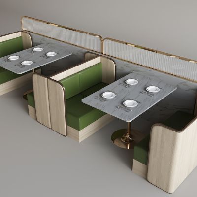  餐厅卡座软包沙发 咖啡厅卡座沙发 实木餐桌