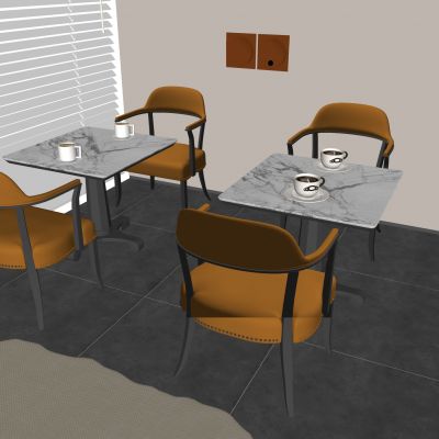 咖啡桌餐桌茶桌椅 大理石餐桌靠背椅