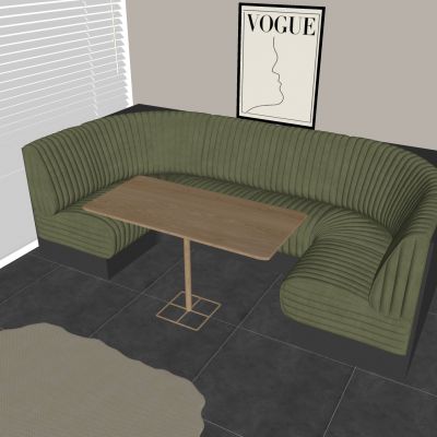 转角卡座软包沙发 弧形卡座沙发实木桌