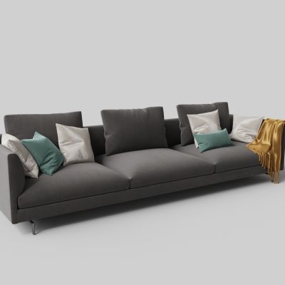 现代布艺有腿多人沙发