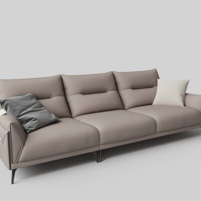 现代布艺有腿三人沙发