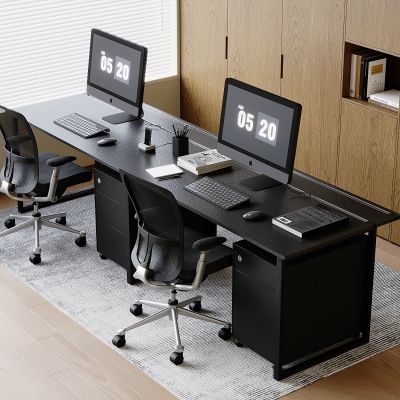 实木办公桌旋转椅 苹果台式电脑 鼠标键盘书本书籍