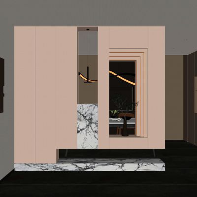 意式 轻奢风 月球灯 几何造型 悬浮顶 鞋柜 入户隔断 玄关