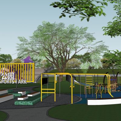 现代市政体育运动公园沿街市民健身广场景观街头口袋景观带公园