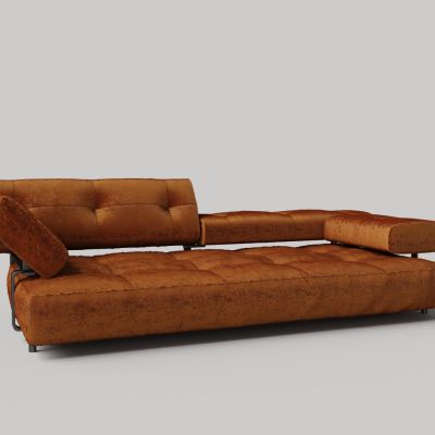 现代太空布涤纶布多人沙发