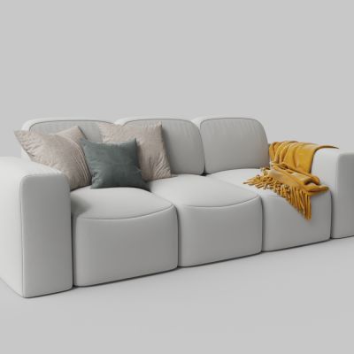 现代布艺多人面包沙发