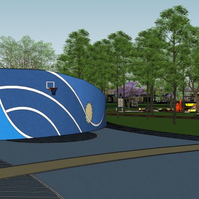 现代市政体育运动公园沿街市民健身广场景观街头口袋景观带公园