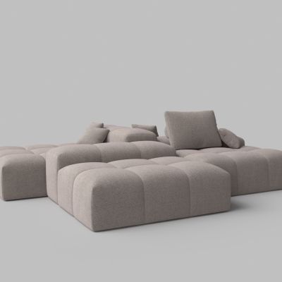 现代布艺四面座组合多人沙发