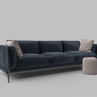 现代布艺太空布涤纶高腿多人沙发