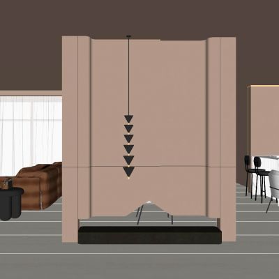 意式 奶油风 对称造型 吊灯 洞石 无主灯 入户隔断 玄关