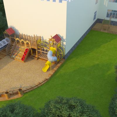 现代儿童游乐设施组合