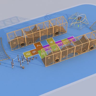 现代儿童活动爬网 滑梯器械