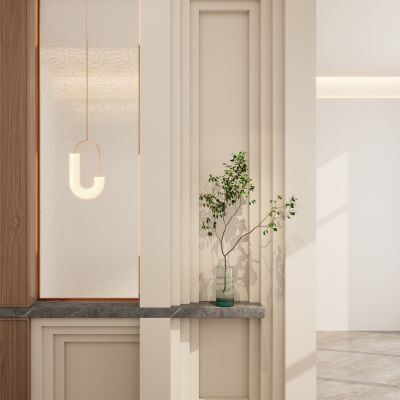 意式 中股份 斯卡帕叠级 冰裂玻璃 入户隔断 玄关