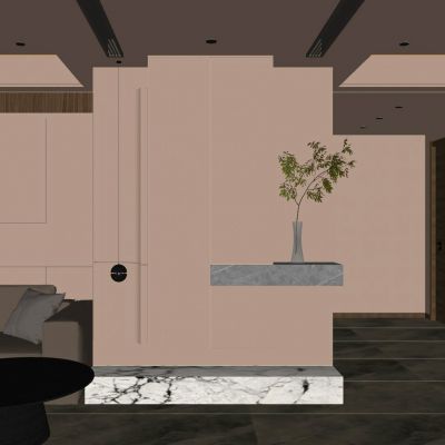 意式 奶油风 户型结构 蛋壳吊灯 无主灯 入户隔断 玄关