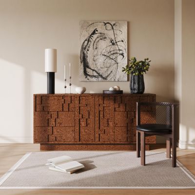 侘寂复古斗柜 五斗柜 矮柜 边柜 侘寂复古玄关柜 收纳柜3D模型