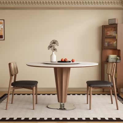 中古风餐厅 圆餐桌椅